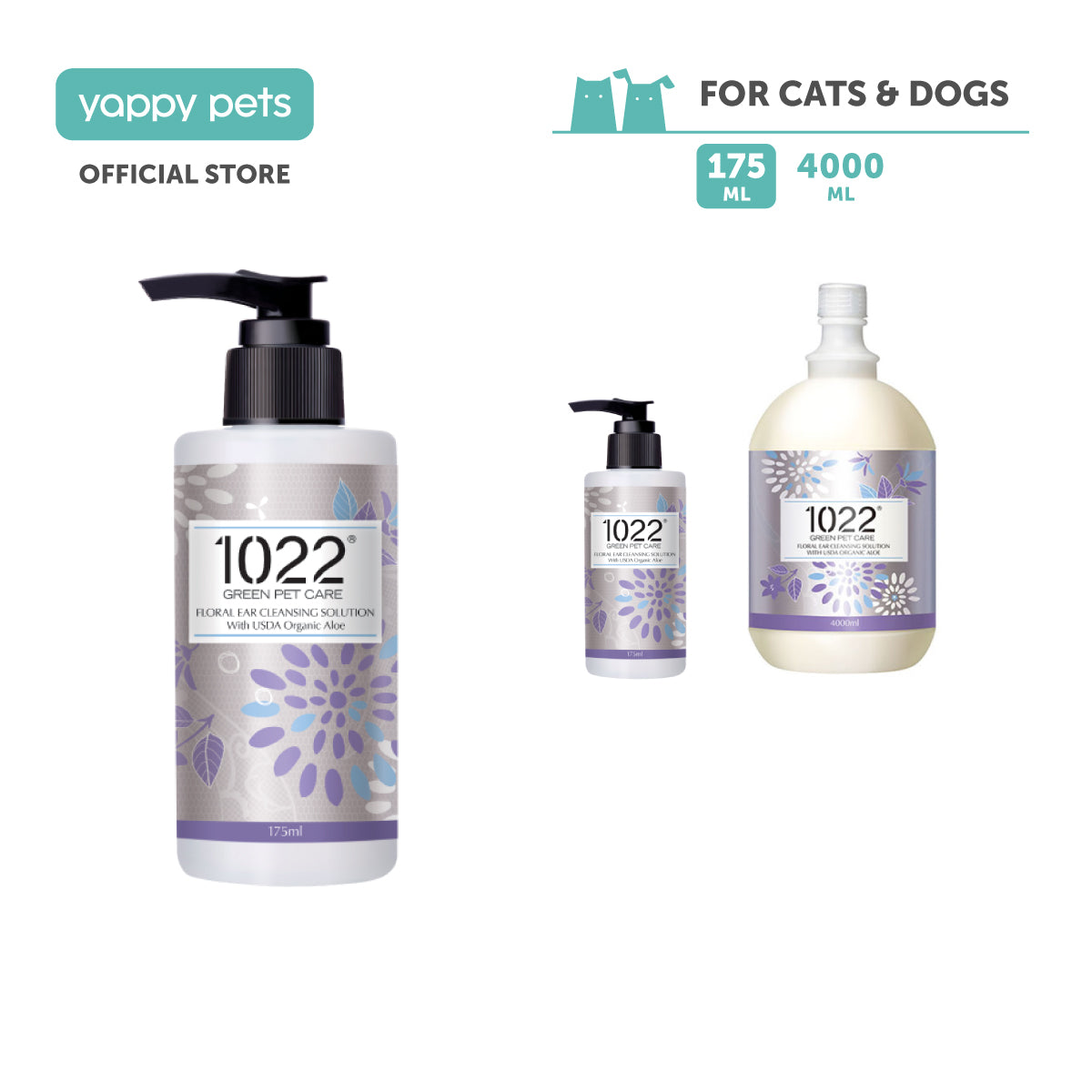 1022 Green Pet Care Floral Ear Cleansing Solution for Dogs and Cats 175ml