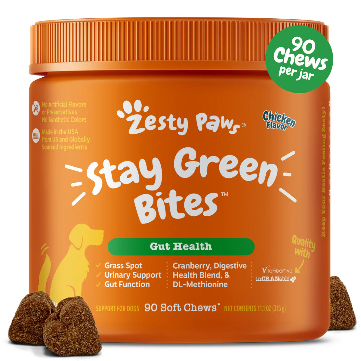 Zesty Paws Stay Green Bites Dog Supplements Chicken 90ct