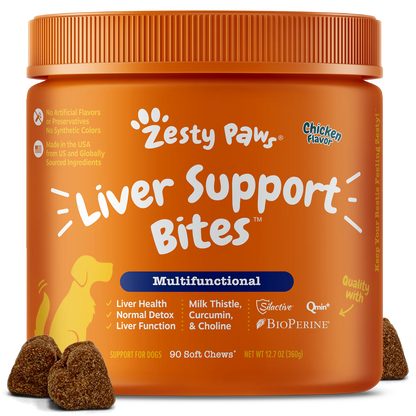 Zesty Paws Liver Support Bites Dog Supplements Chicken 90ct