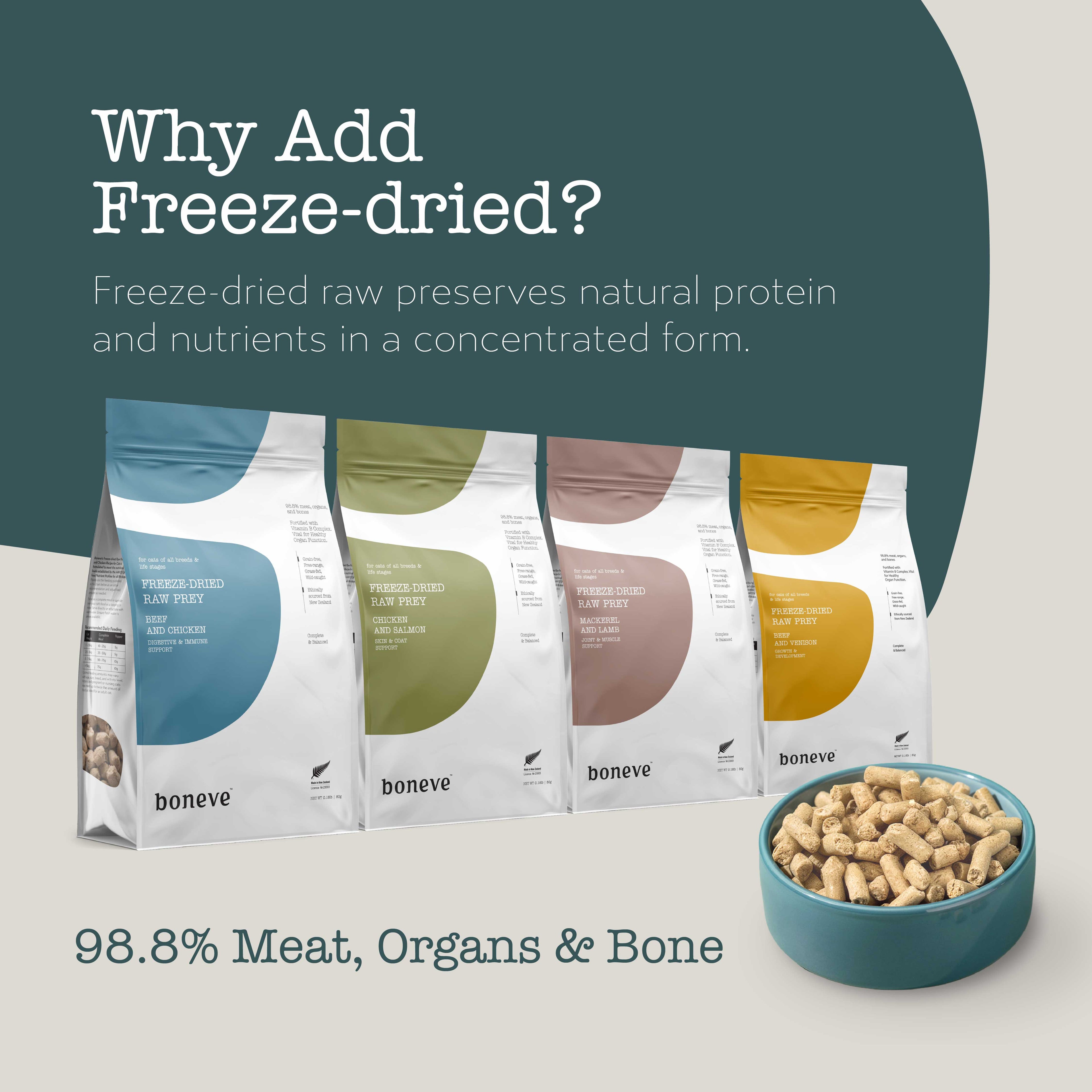 Boneve Freeze-Dried Raw Prey Cat Food (Trial Pack)