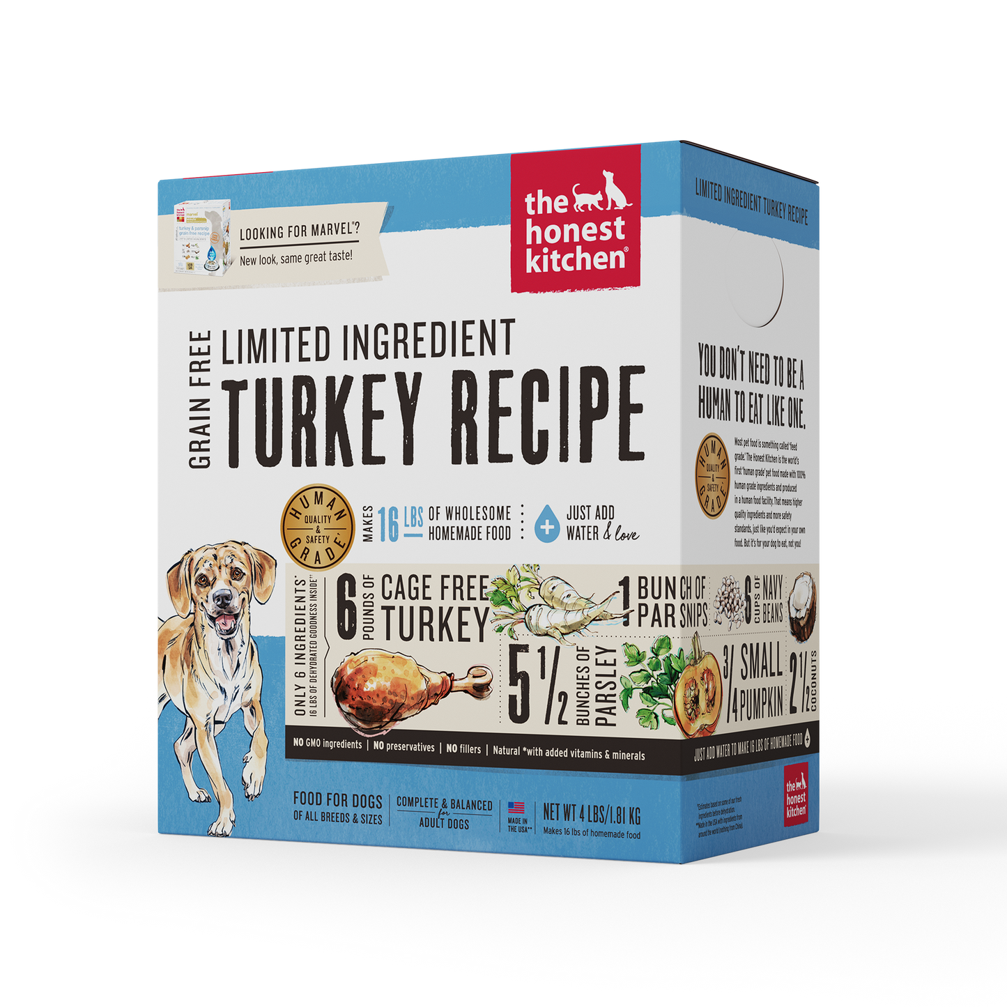 The Honest Kitchen Dehydrated Limited Ingredient Grain Free Turkey Dog Food 4lbs