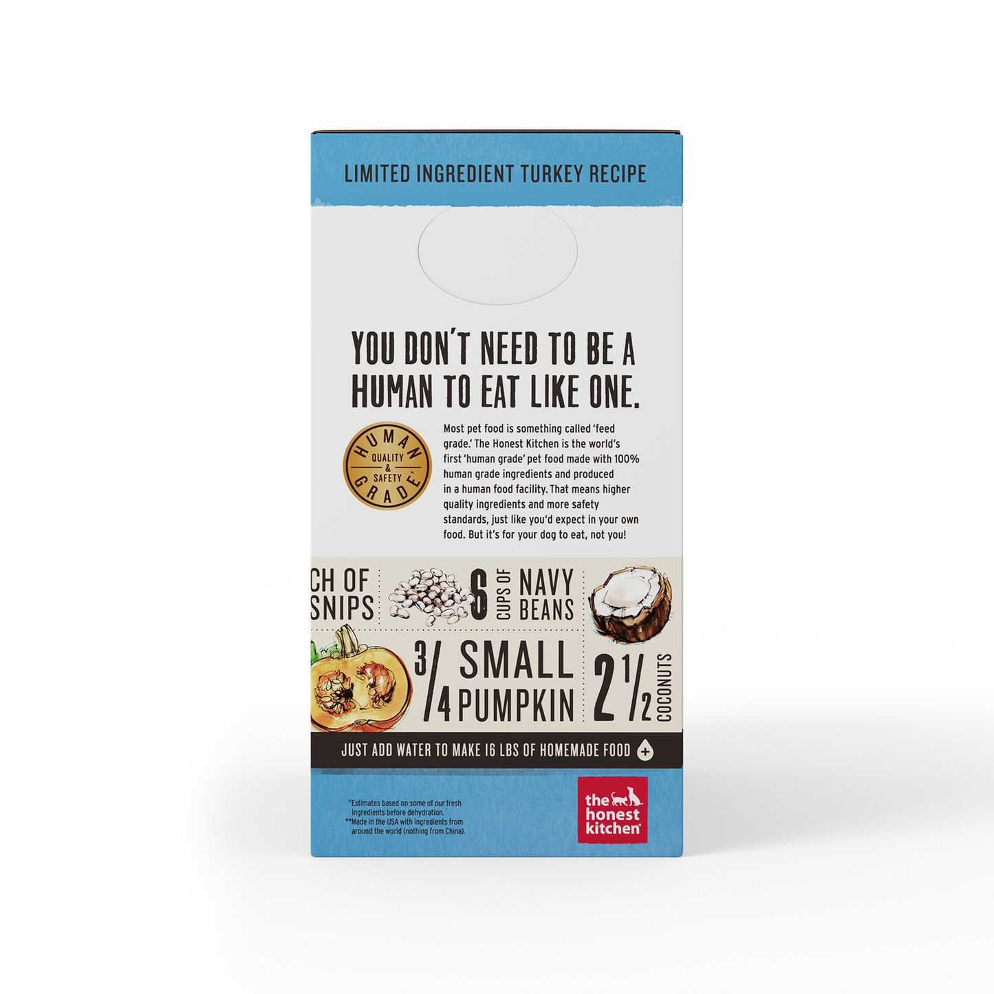 The Honest Kitchen Dehydrated Limited Ingredient Grain Free Turkey Dog Food 4lbs