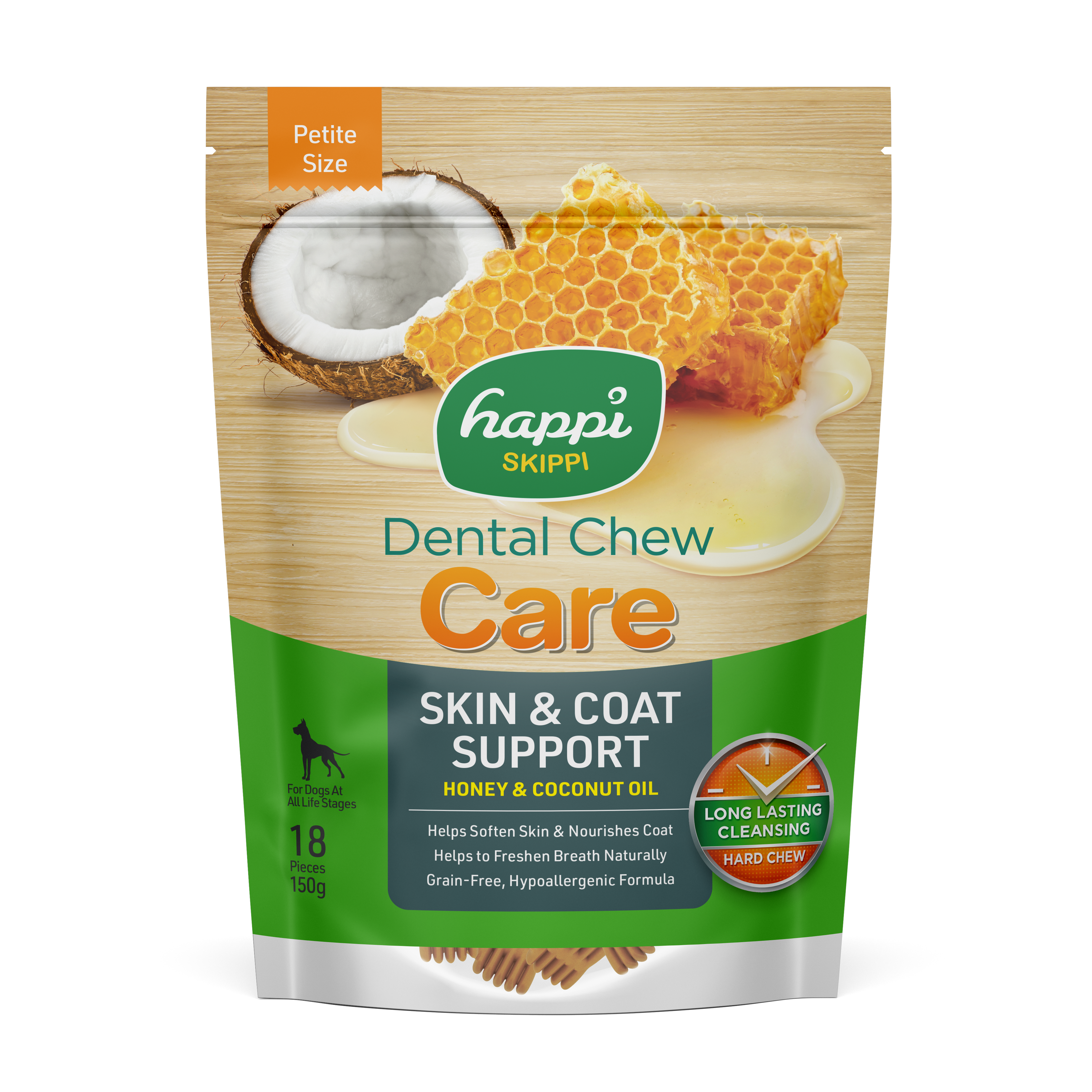 Happi Skippi Care Petite 2.5-inch Dog Dental Chew 18pcs 150g
