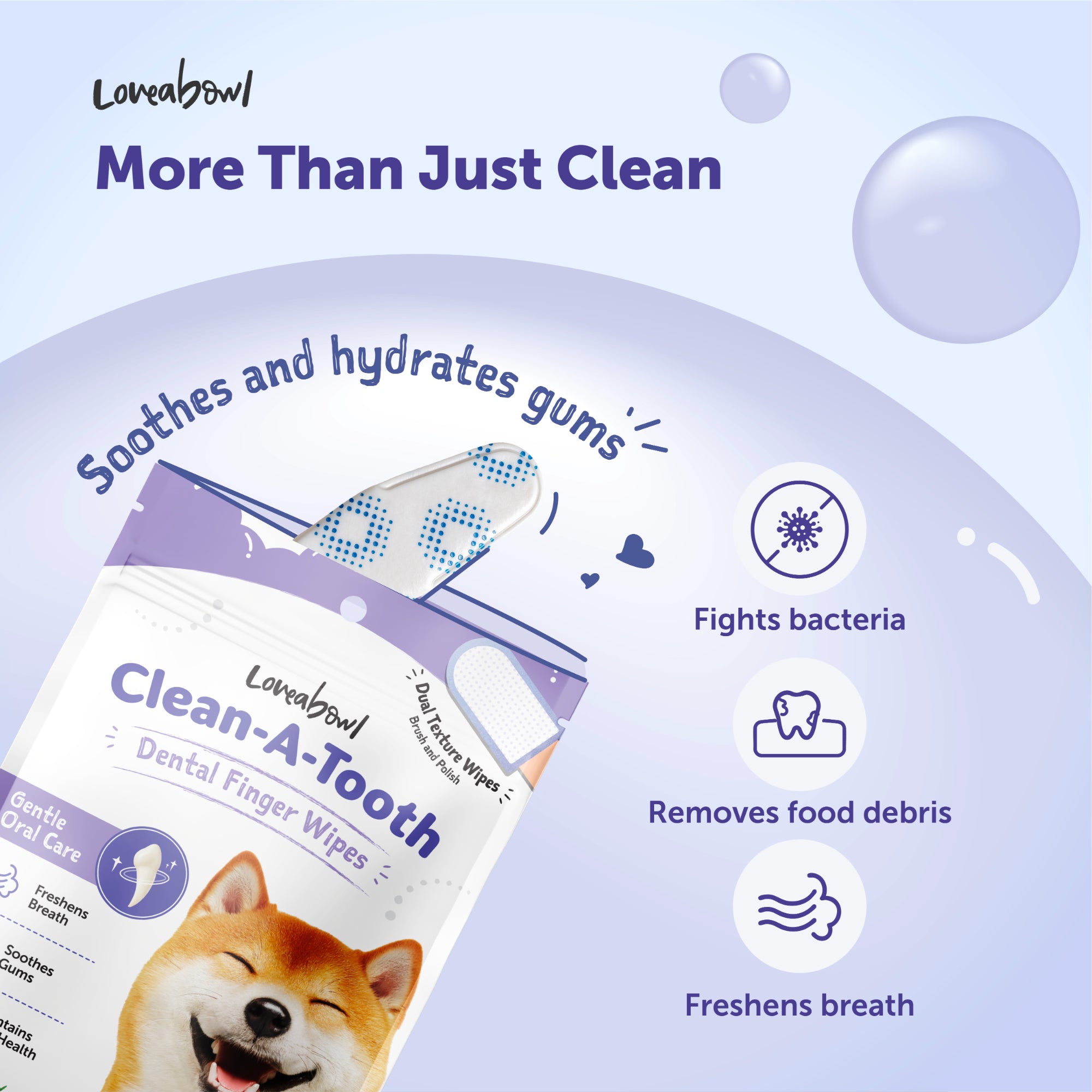 Loveabowl Clean-A-Tooth Dogs Dental Cleaning Wipes