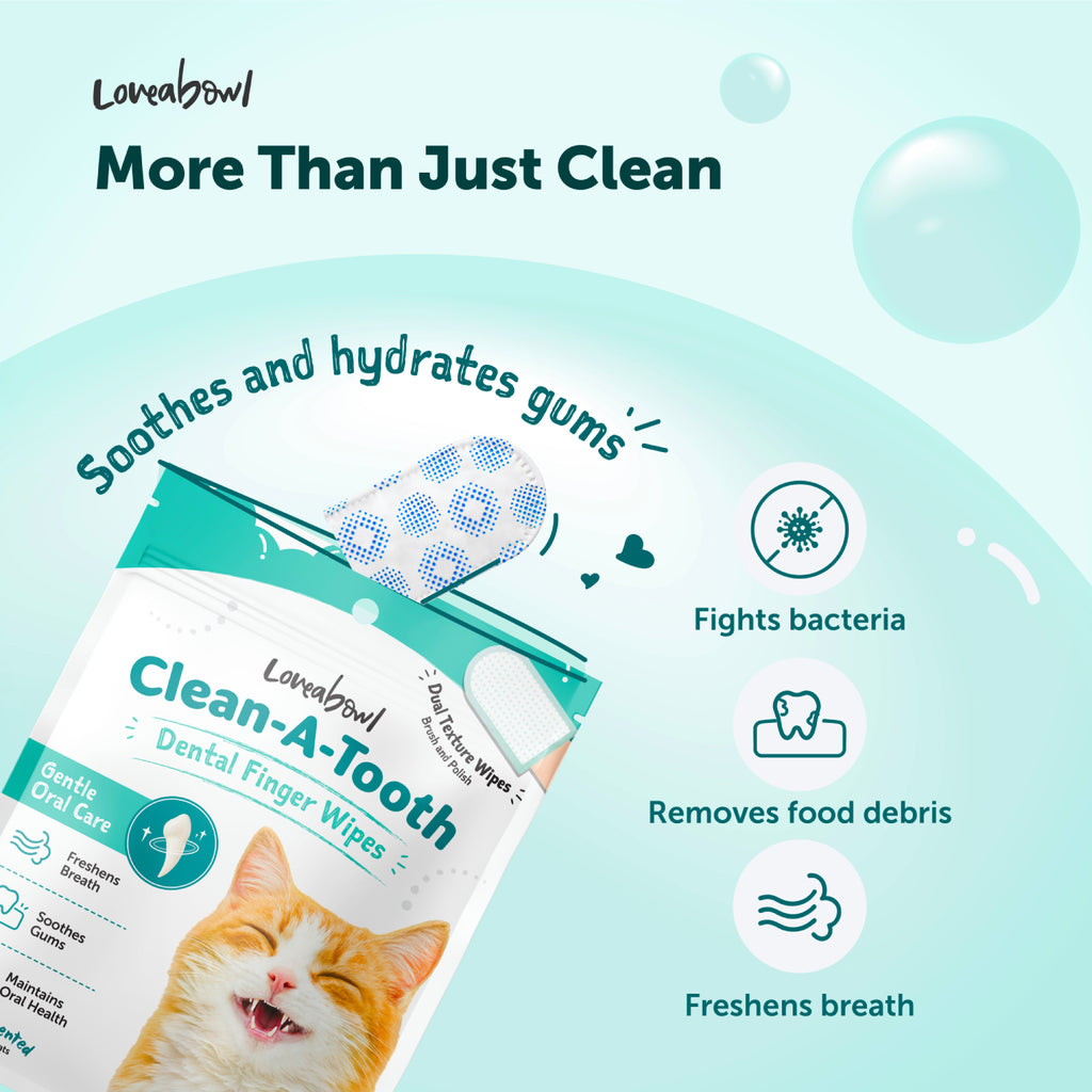 Loveabowl Clean-A-Tooth Cats Dental Cleaning Wipes