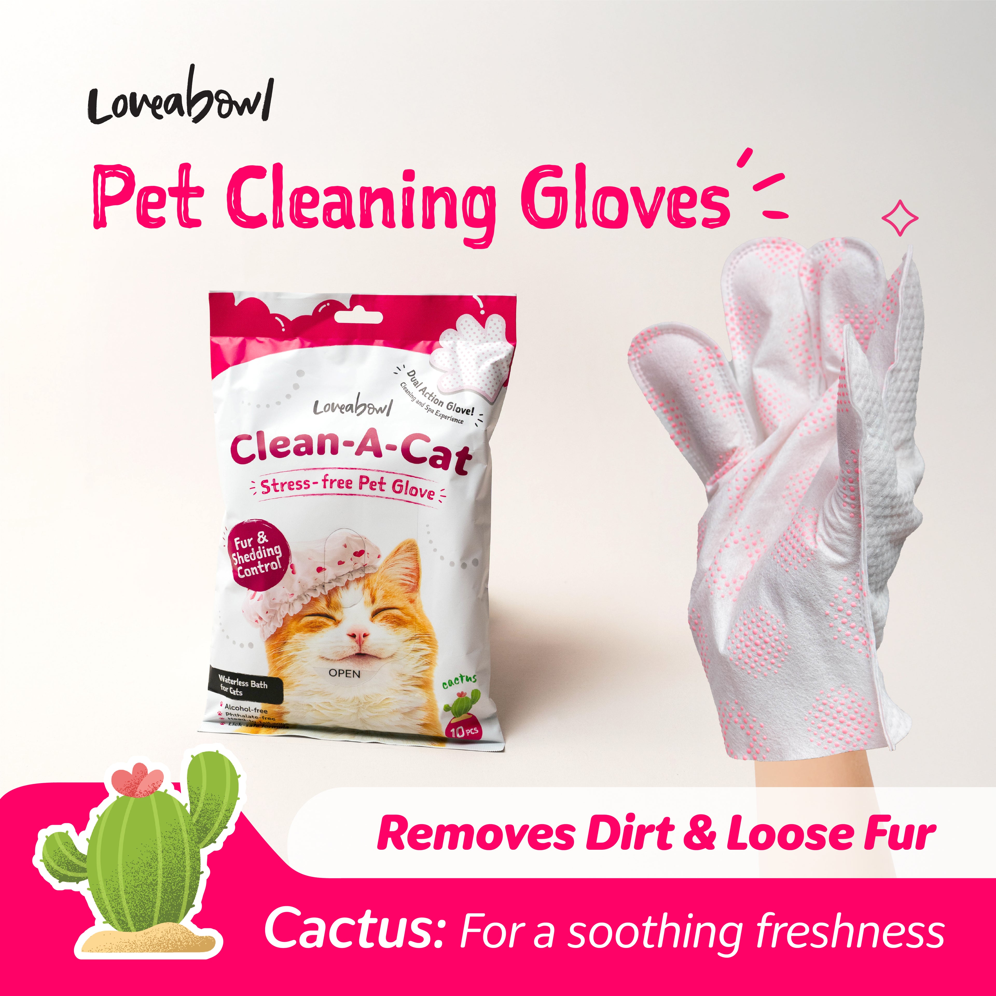 Loveabowl Clean-A-Cat Stress-free Pet Glove 10pcs