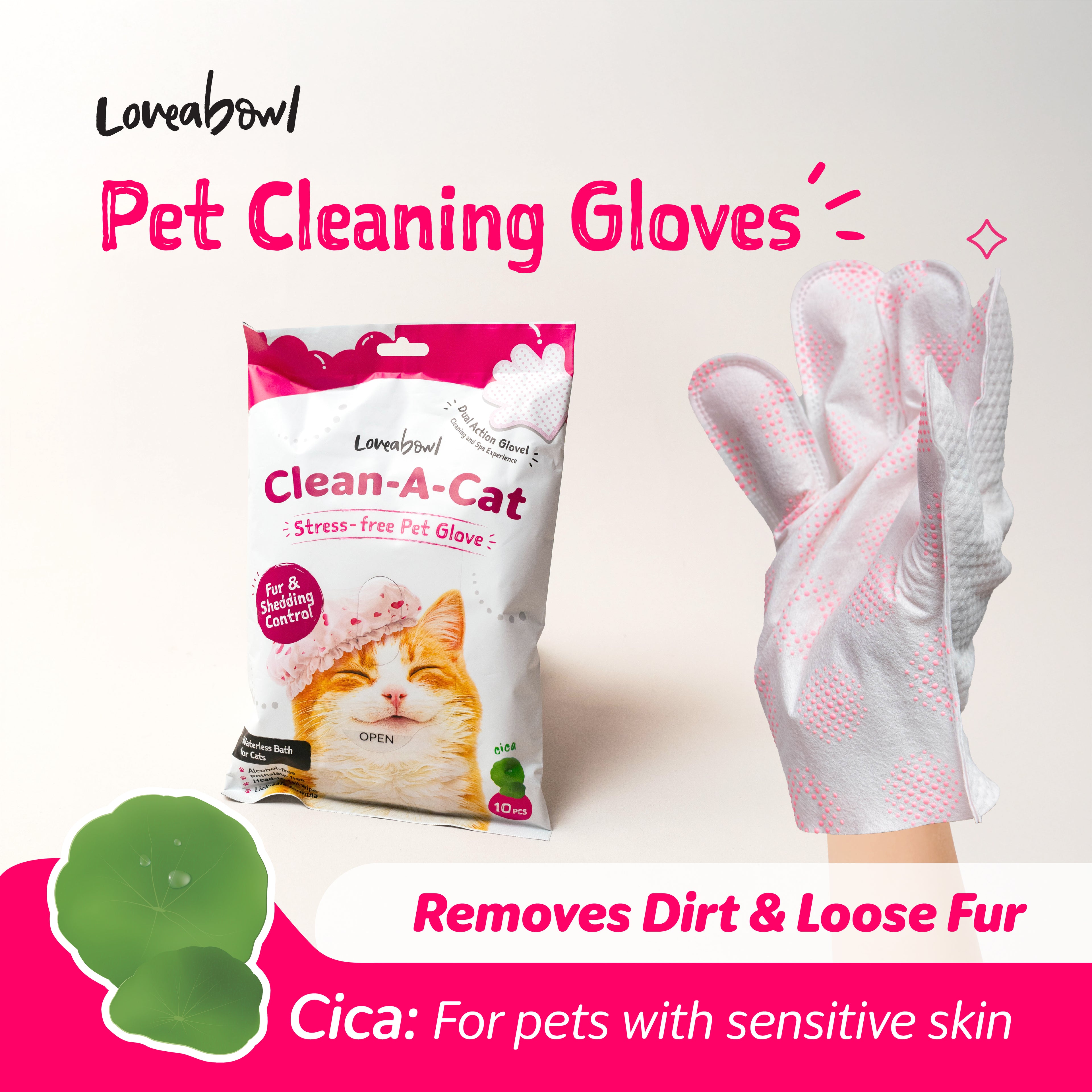 Loveabowl Clean-A-Cat Stress-free Pet Glove 10pcs