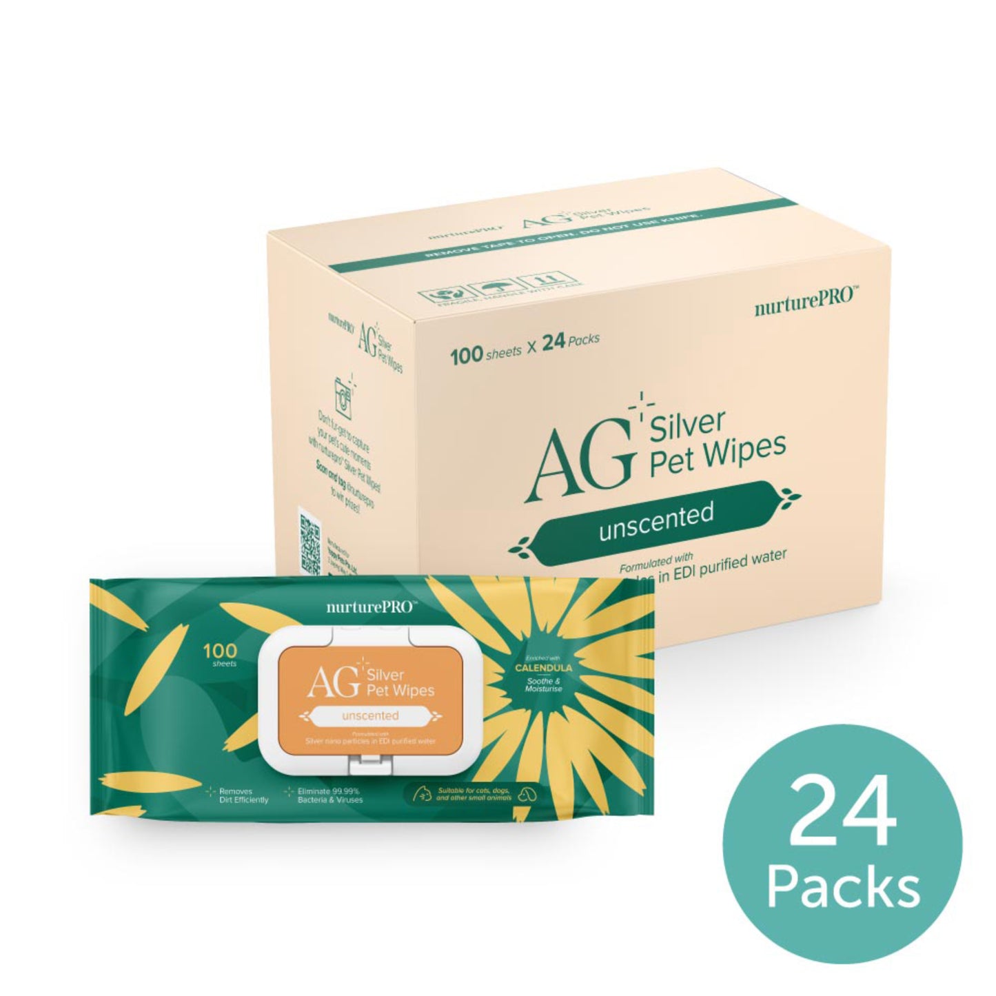nurturepro™ AG+ Silver Pet Wipes 100 sheets