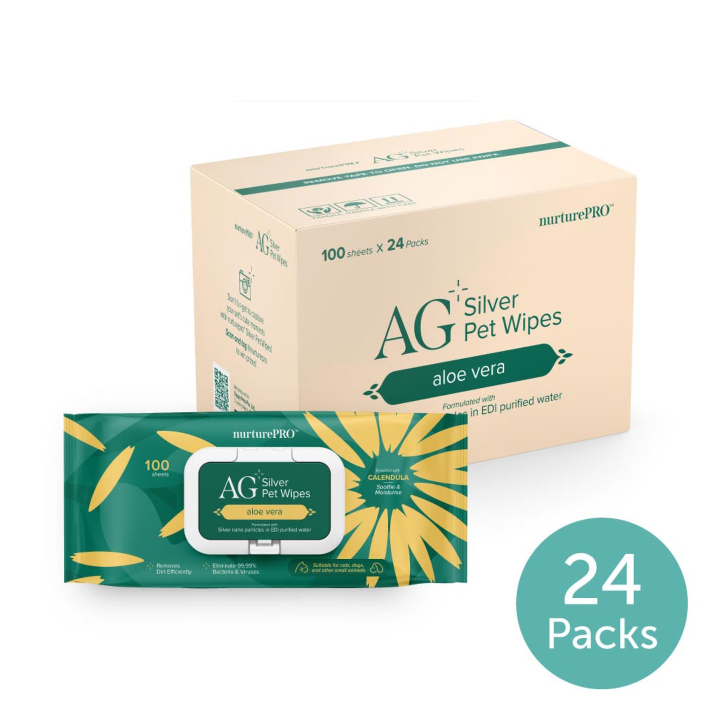 nurturepro™ AG+ Silver Pet Wipes 100 sheets