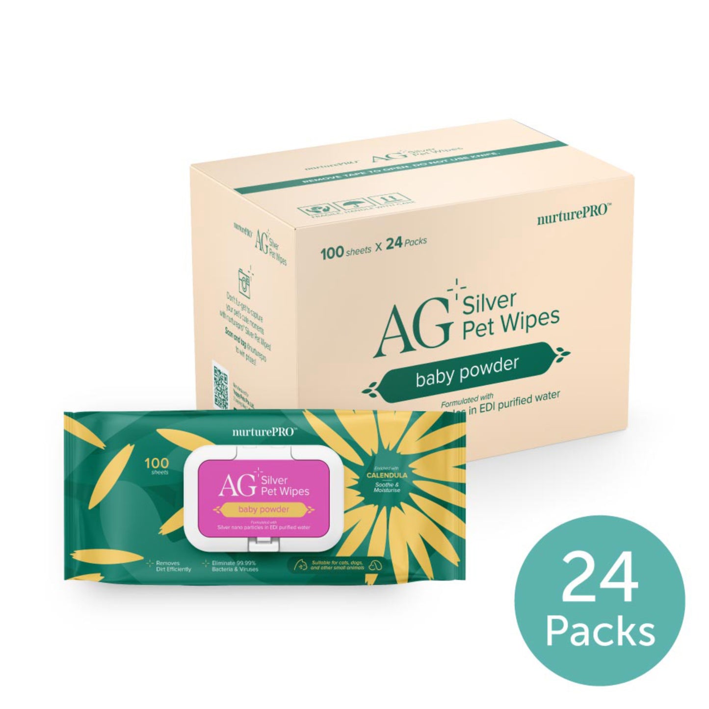nurturepro™ AG+ Silver Pet Wipes 100 sheets
