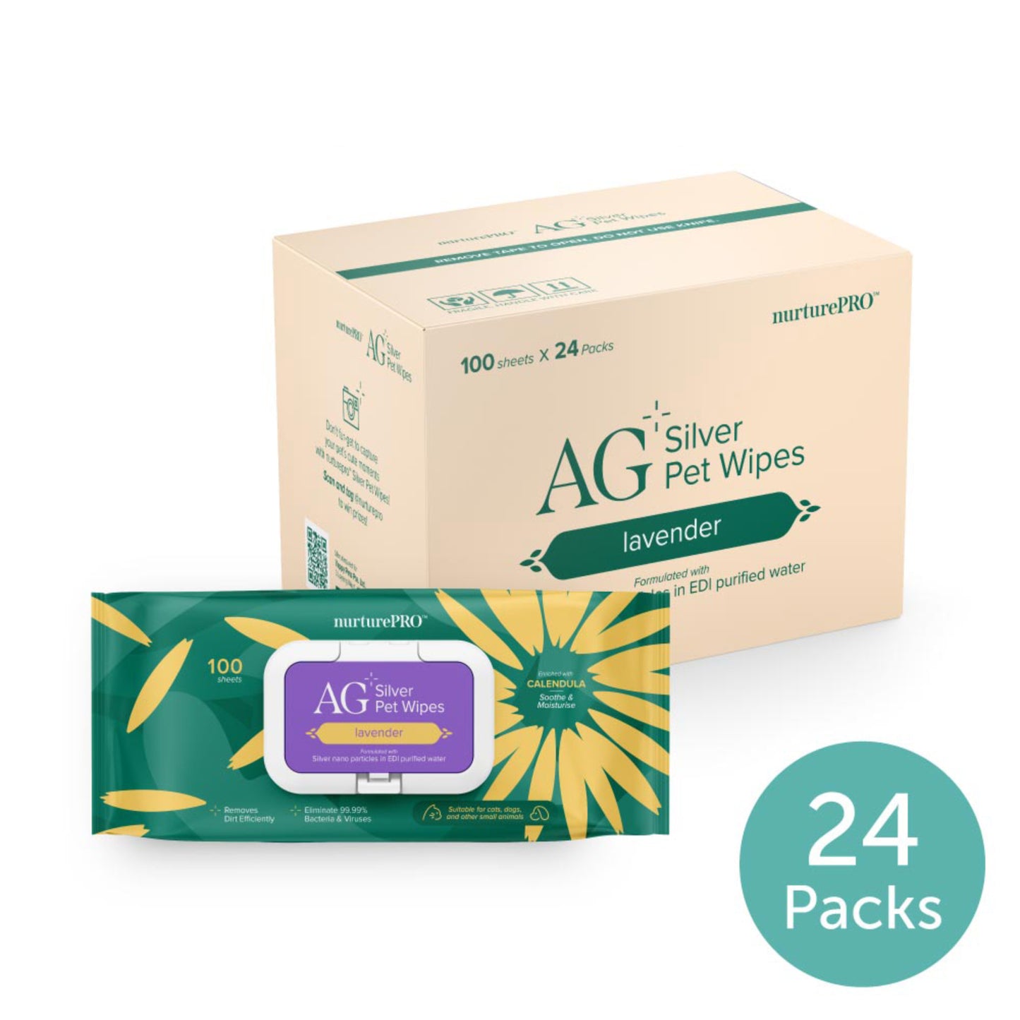 nurturepro™ AG+ Silver Pet Wipes 100 sheets