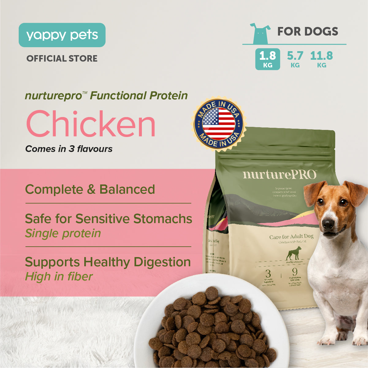 nurturepro™ Hypoallergenic Food with Fish Oil Dog Dry Food 1.8kg