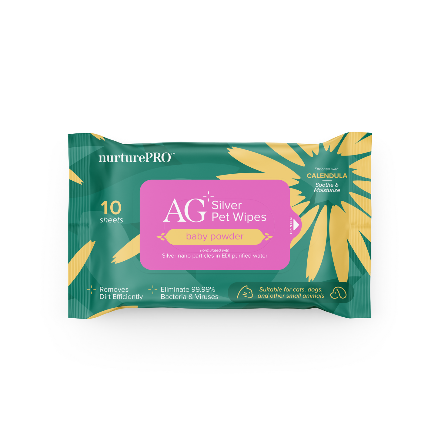 nurturepro™ AG+ Silver Pet Wipes Travel Size 10 sheets