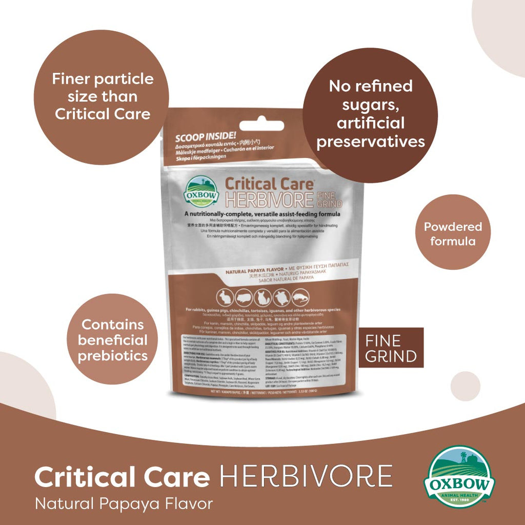 Oxbow Critical Care Herbivore Fine Grind Papaya