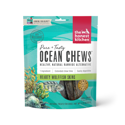 The Honest Kitchen Ocean Chews Beams Dog Treat Wolffish Skins 3.25oz