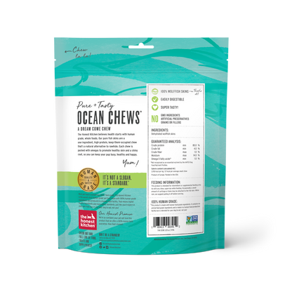 The Honest Kitchen Ocean Chews Beams Dog Treat Wolffish Skins 3.25oz