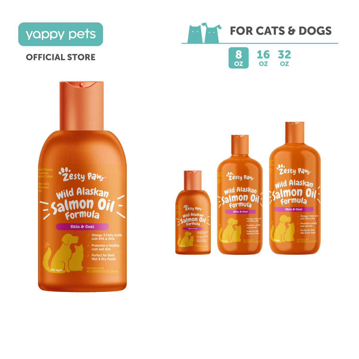 Zesty Paws Pure Wild Alaskan Salmon Oil for Cats and Dogs