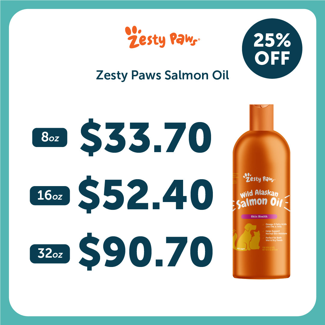 Zesty Paws Pure Wild Alaskan Salmon Oil Supplement for Cats and Dogs