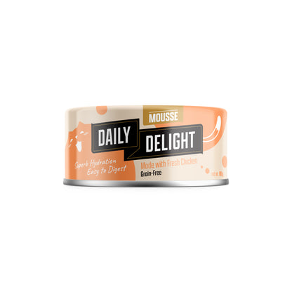 Daily Delight Mousse Made with Fresh Chicken Halal Certified Cat Wet Food 80g Can for superb hydration and easy to digest for Cats, Kittens and Senior Cats