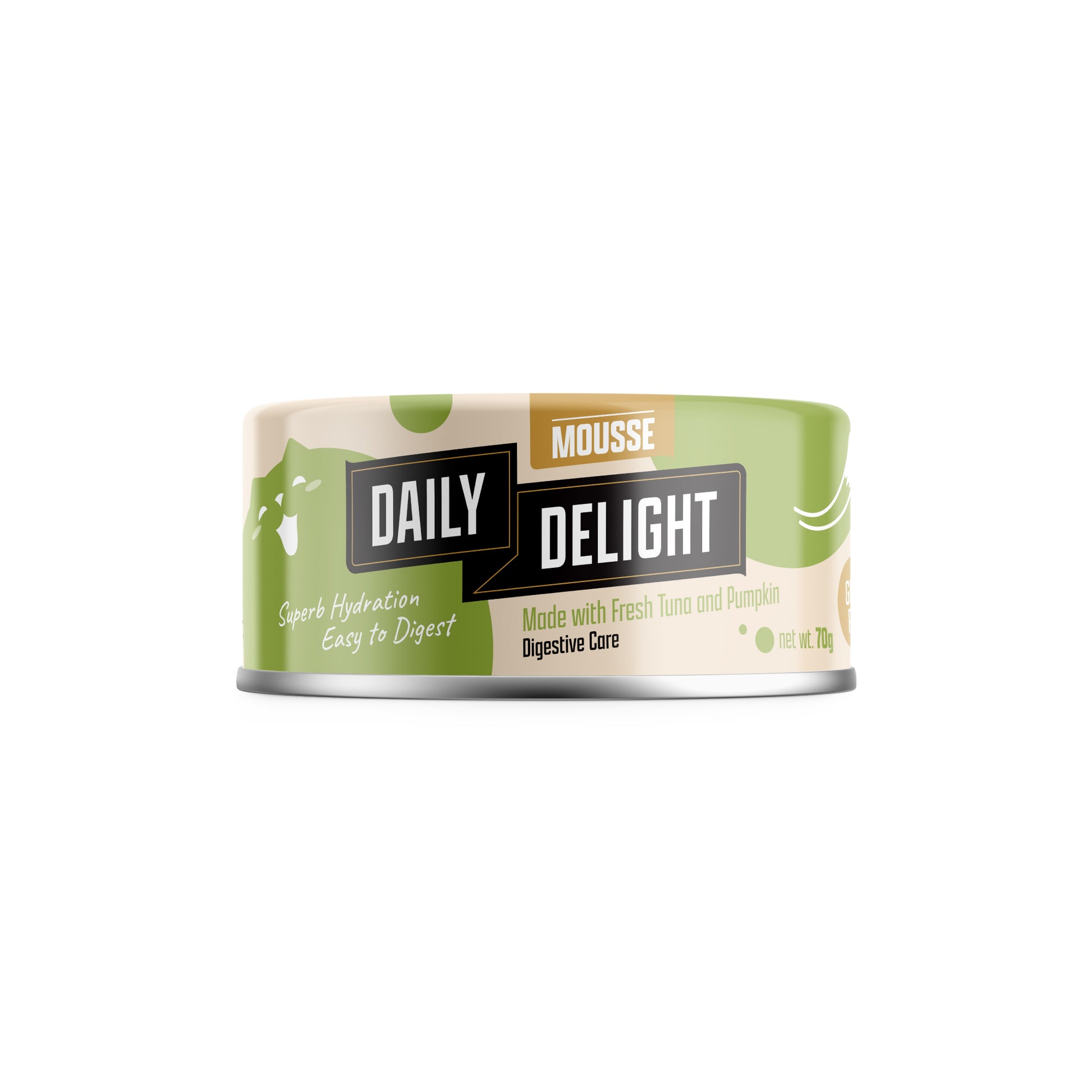 Daily Delight Mousse Made with Fresh Tuna and Pumpkin Halal Certified Cat Wet Food 80g Can for superb hydration and easy to digest for Cats, Kittens and Senior Cats