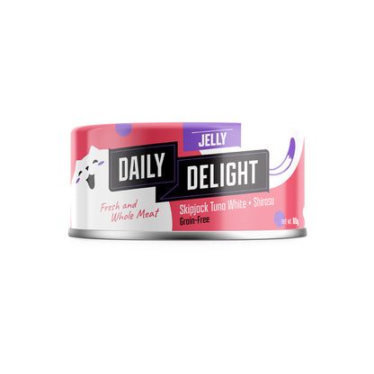 Daily Delight Jelly Fresh and Shredded Meat Skipjack Tuna White with Shirasu Grain-Free Cat Wet Food 80g Can