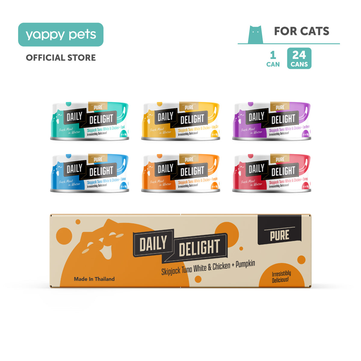 Daily Delight Pure Meat in Water Cat Wet Food 80g Carton Deal Available in 6 Flavors