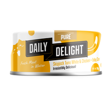 Daily Delight Pure Skipjack Tuna White and Chicken with Baby Clam Meat in Water Cat Wet Food 80g Can