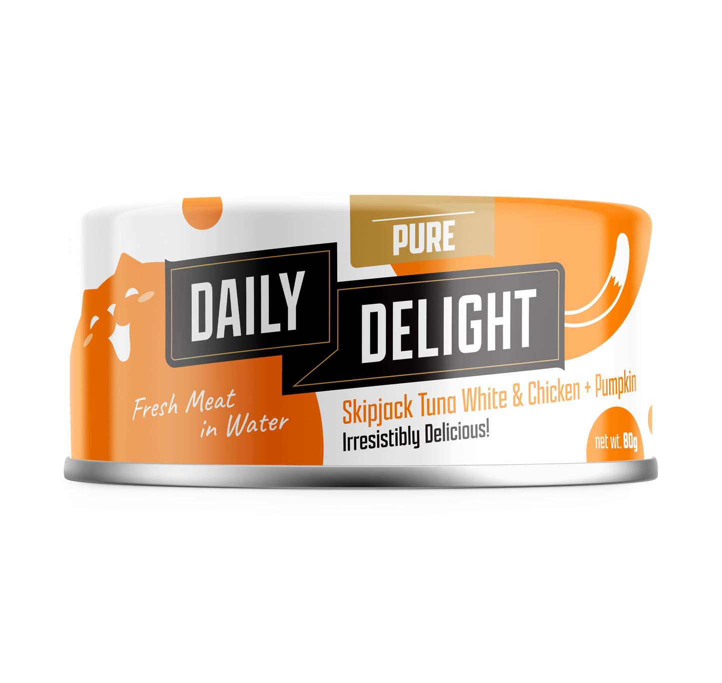 Daily Delight Pure Skipjack Tuna White and Chicken Meat with Pumpkin in Water Cat Wet Food 80g Can