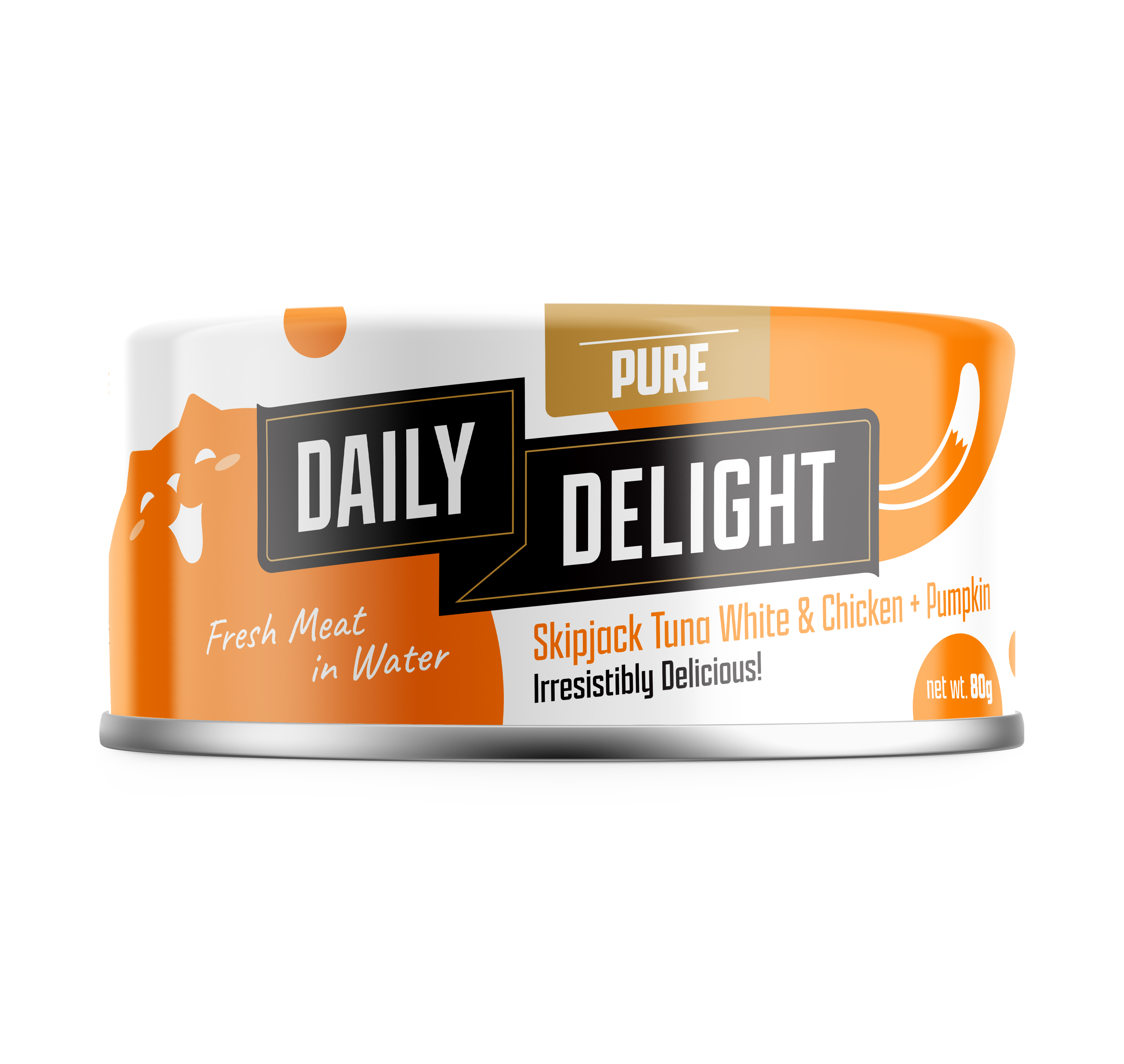 Daily Delight Pure Skipjack Tuna White and Chicken Meat with Pumpkin in Water Cat Wet Food 80g Can