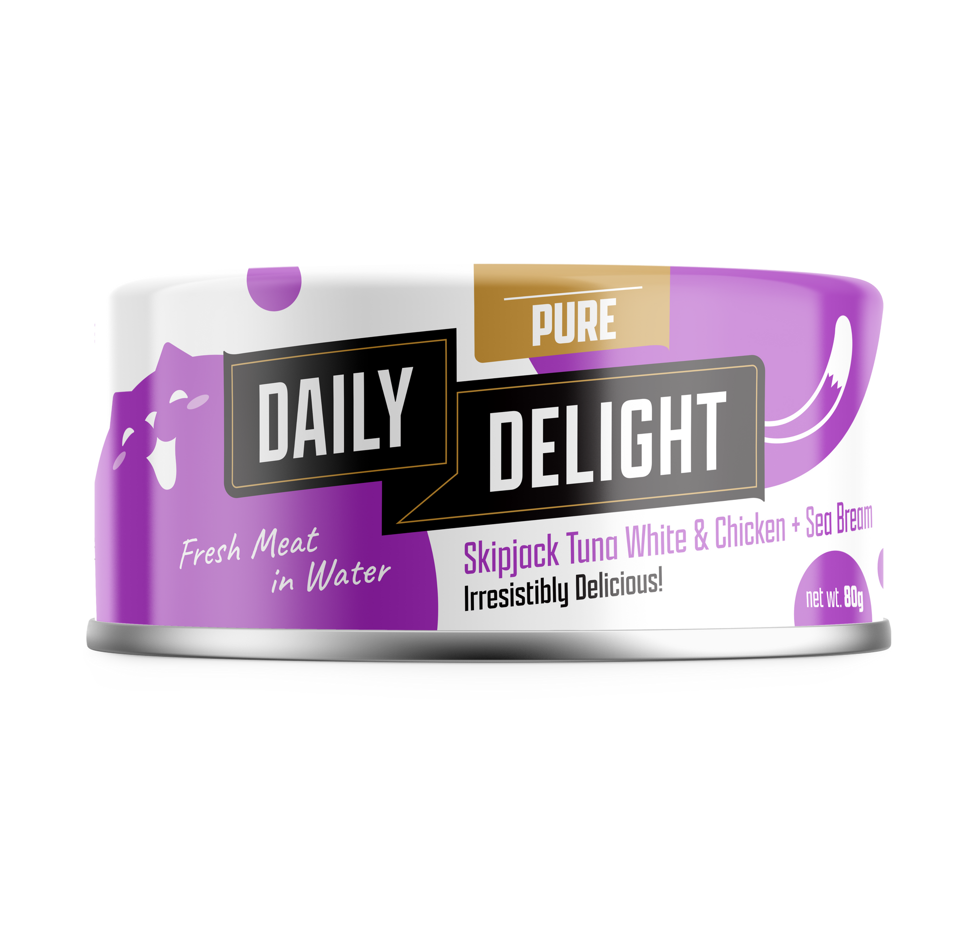 Daily Delight Pure Skipjack Tuna White and Chicken with Sea Bream Meat in Water Cat Wet Food 80g Can
