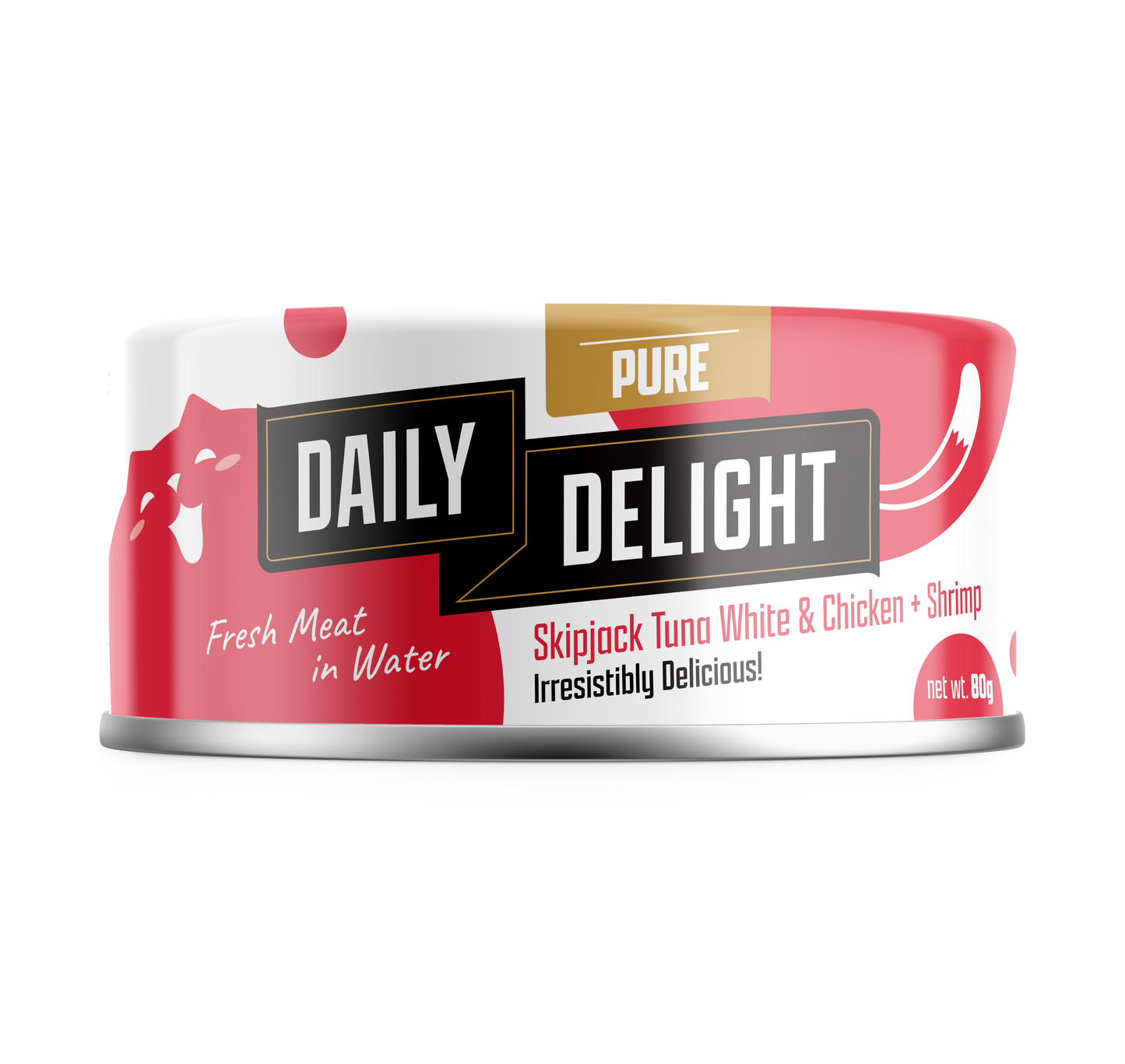 Daily Delight Pure Skipjack Tuna White and Chicken with Shrimp Meat in Water Cat Wet Food 80g Can