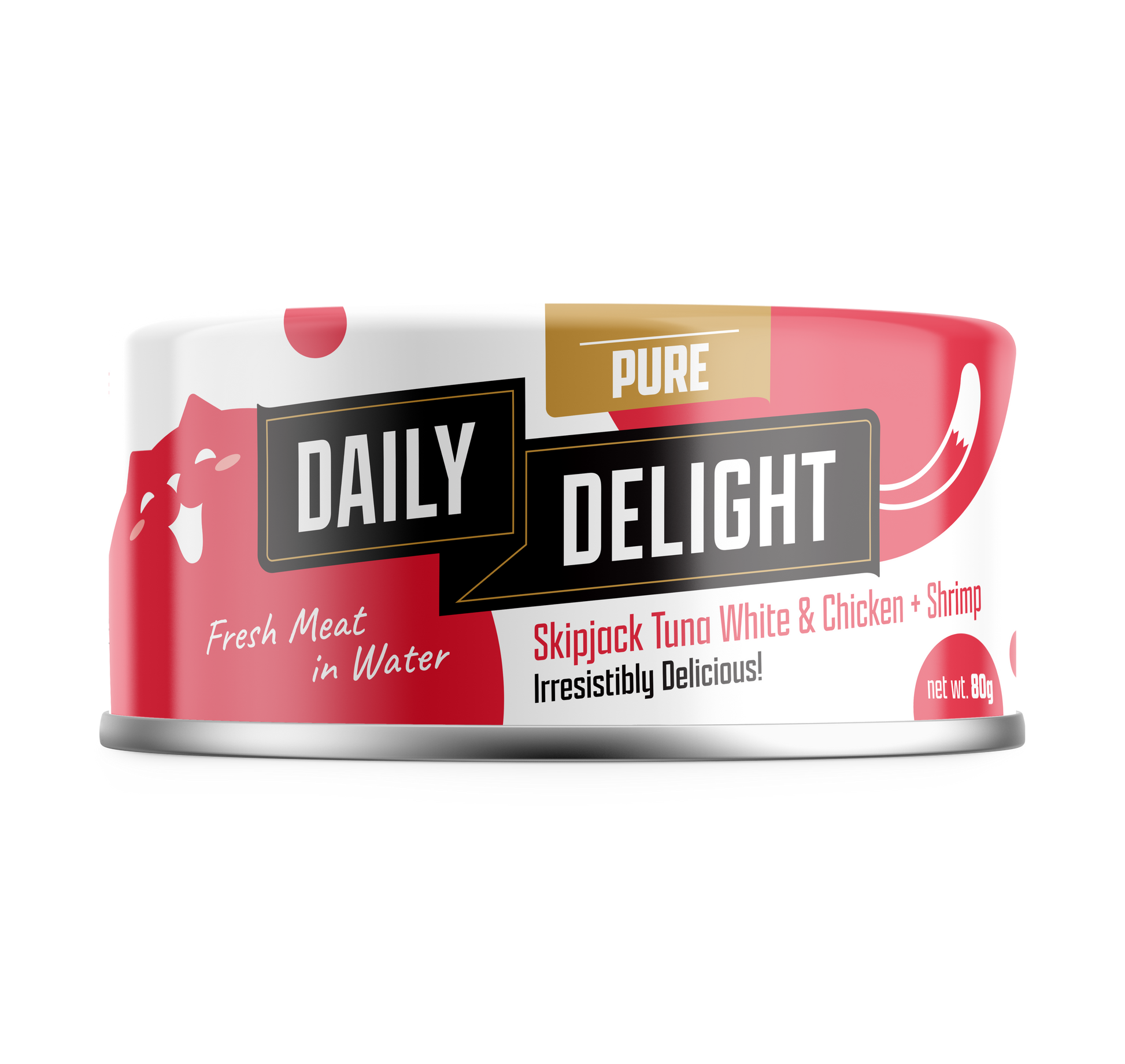 Daily Delight Pure Skipjack Tuna White and Chicken with Shrimp Meat in Water Cat Wet Food 80g Can