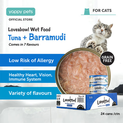 Loveabowl Grain Free Cat Wet Food 70g Carton Available in 7 Flavors For Healthy Heart, Vision and Immune System