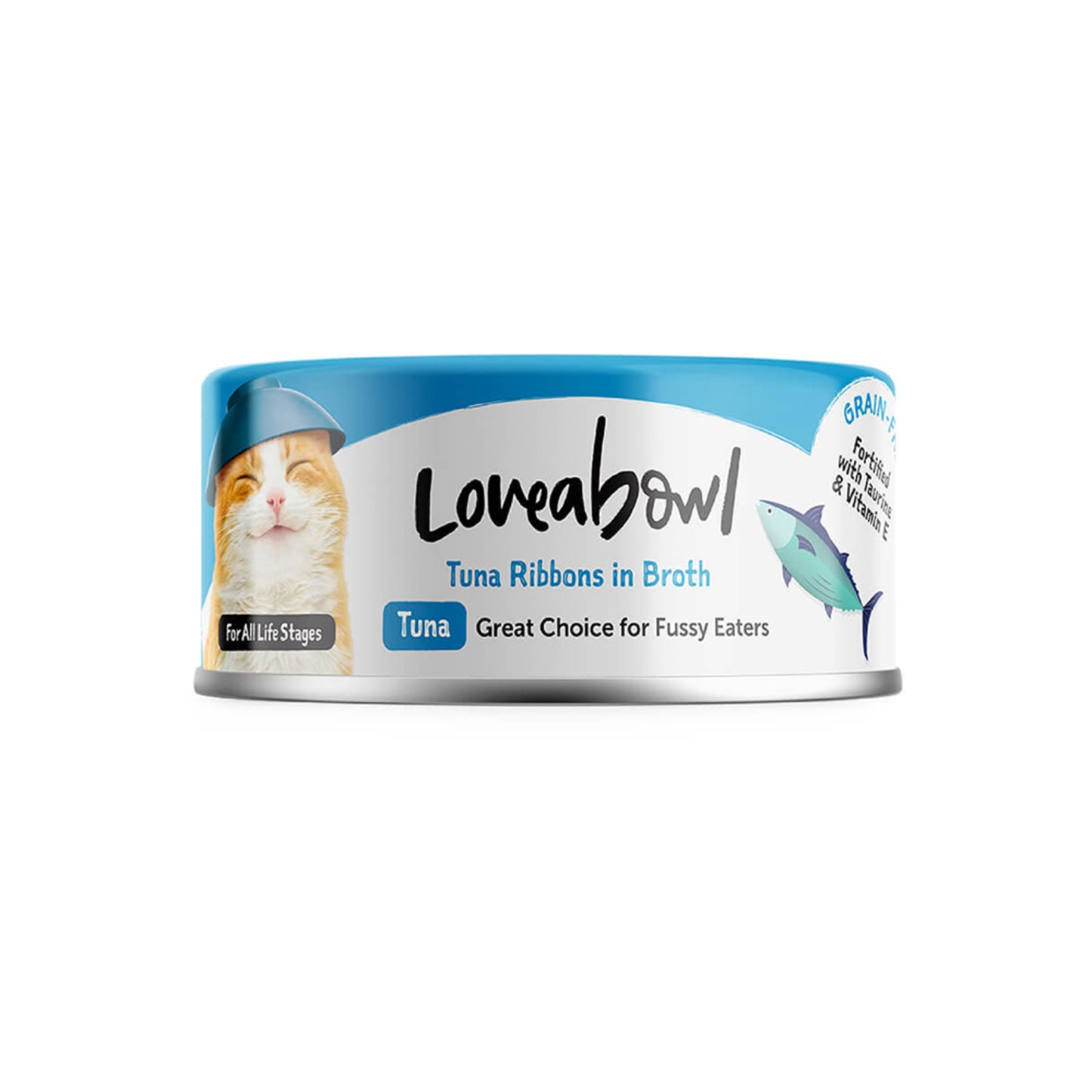 Loveabowl Grain Free Tuna Ribbons Cat Wet Food in Broth 70g Can Great Choice for Fussy Eaters