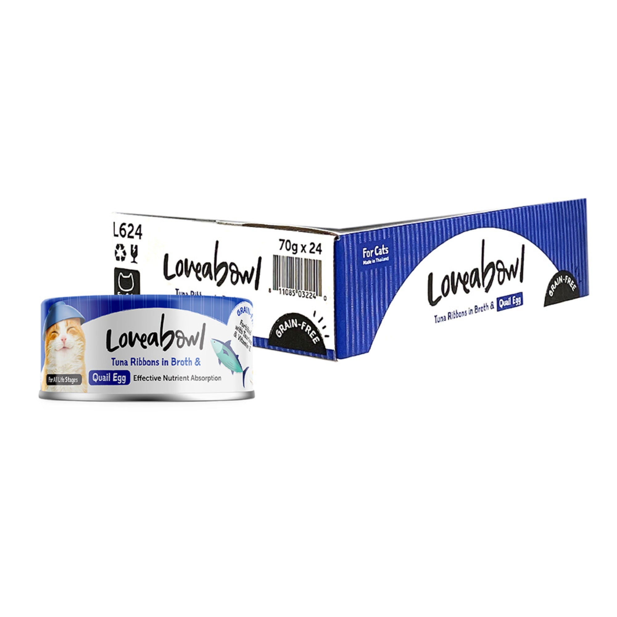 Loveabowl Grain Free Tuna Ribbons with Quail Egg Cat Wet Food in Broth 70g Carton for Effective Nutrient Absorption