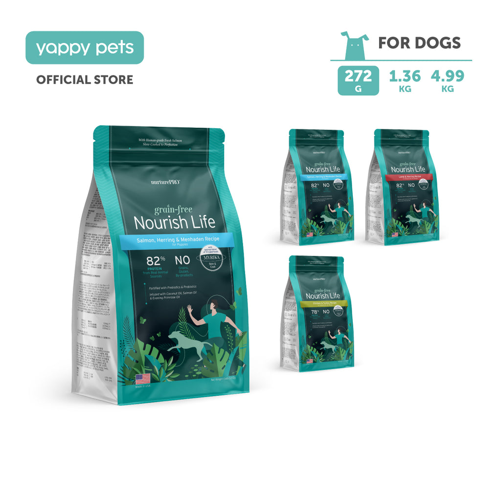 nurturepro Grain Free Salmon and Herring Lamb and Herring and Chicken and Turkey Dog Dry Food for all Life Stages 272g Trial Pack
