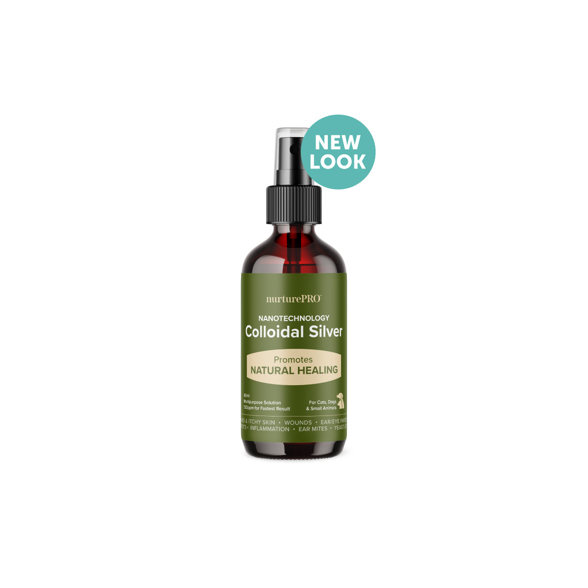 nurturepro Natural Healing Antibacterial Antimicrobial and Antiviral Colloidal Spray with a no-sting formula for Dogs, Cats and Small Pets in big bottle 120ml