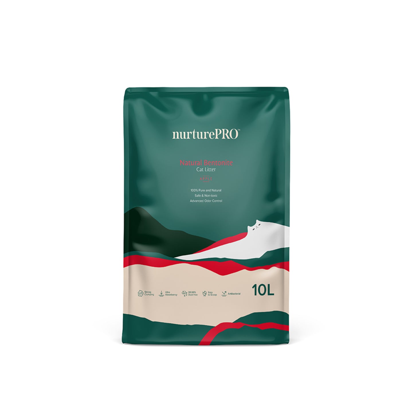nurturepro Natural Bentonite Cat Litter 7L Apple Scent with Advanced Odor Control, Safe and non toxic Cat Litter
