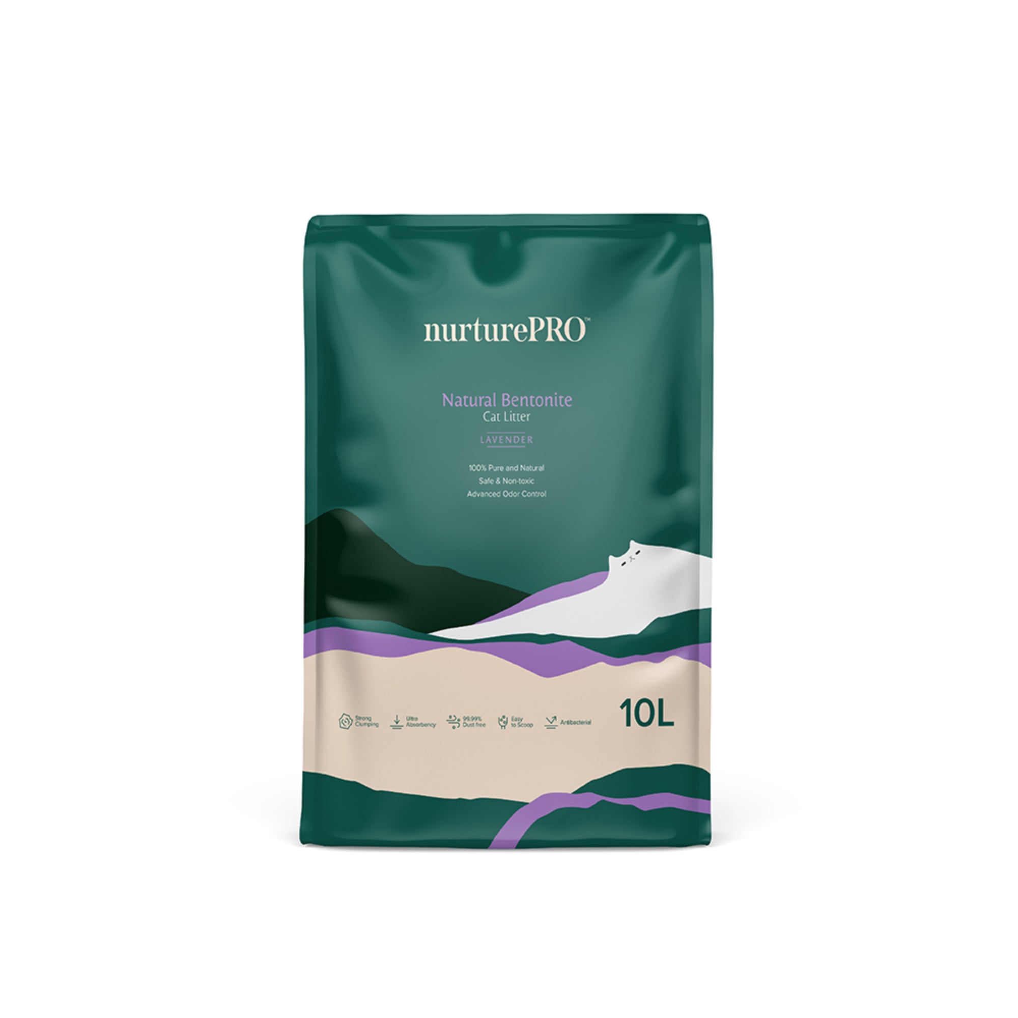 nurturepro Natural Bentonite Cat Litter 7L Lavender Scent with Advanced Odor Control, Safe and non toxic Cat Litter
