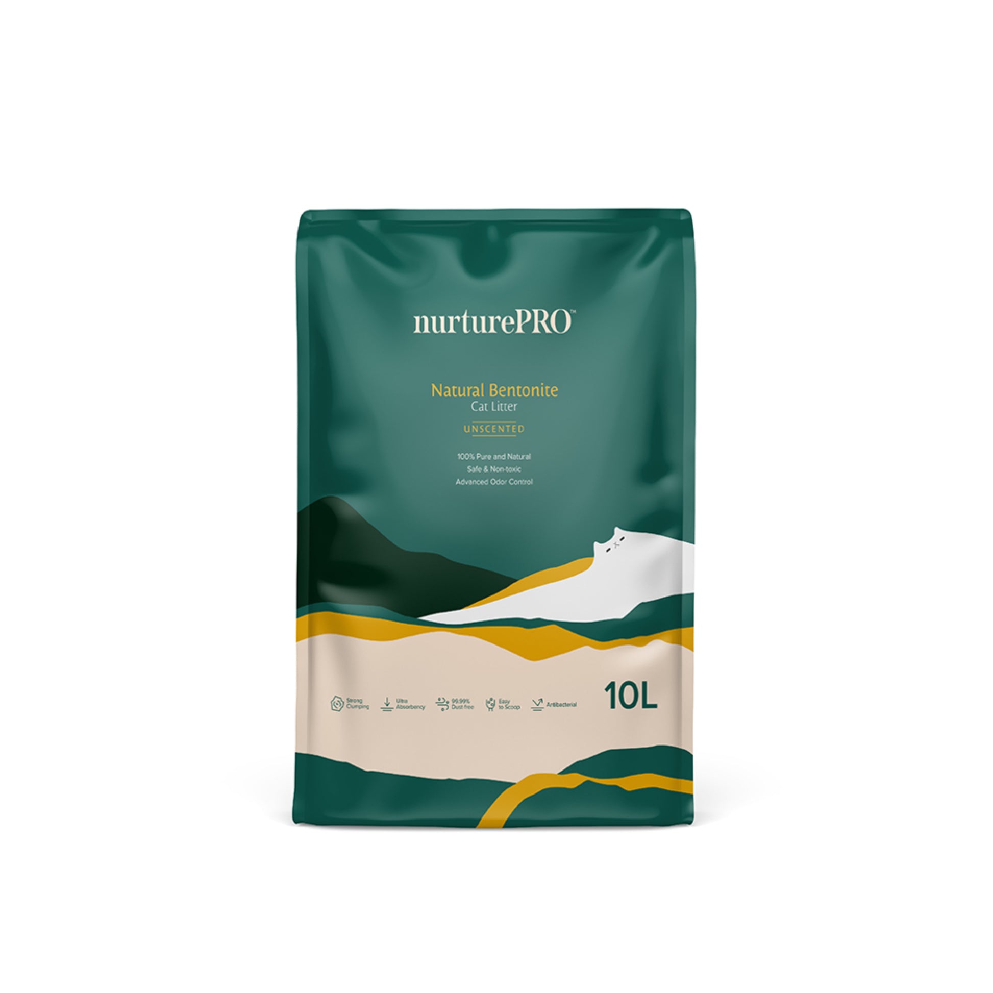 nurturepro Natural Bentonite Cat Litter 7L Unscented with Advanced Odor Control, Safe and non toxic Cat Litter