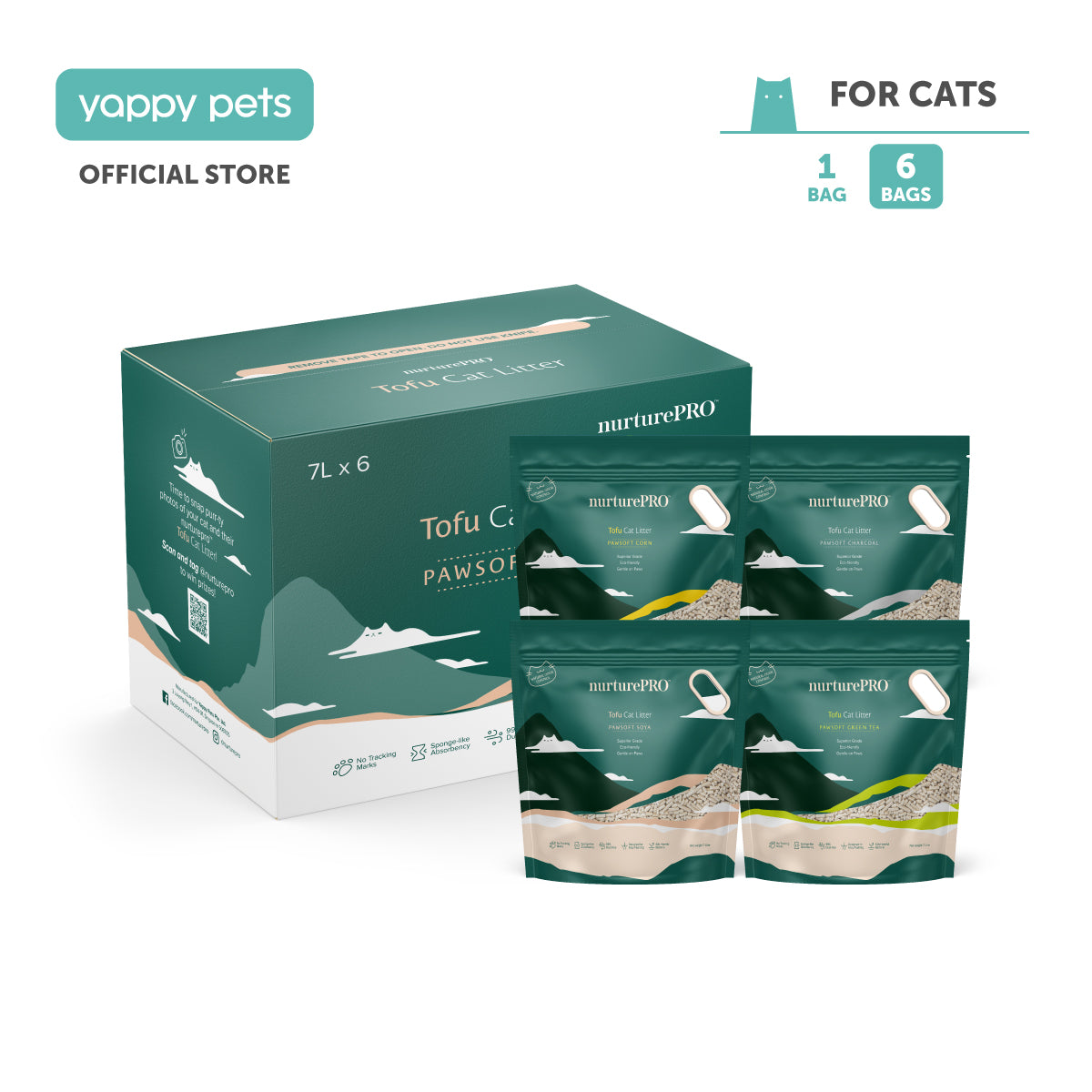 nurturepro |Pawsoft Tofu Cat Litter 7L Carton Deal in 4 Scents