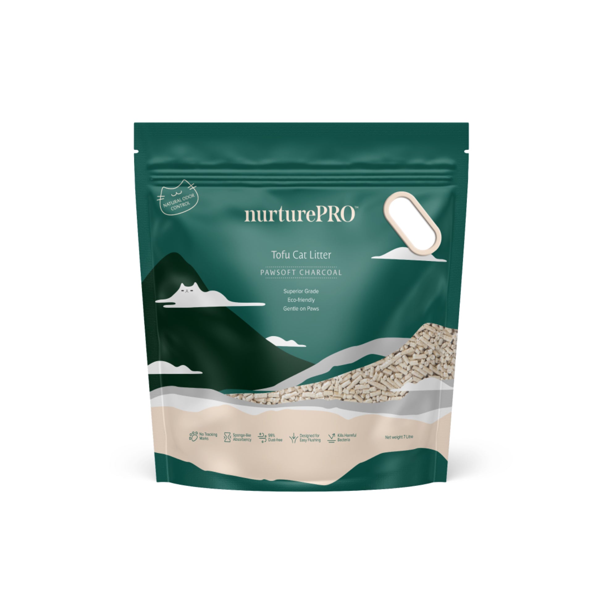 nurturepro Pawsoft Tofu Cat Litter 7L Charcoal Scent