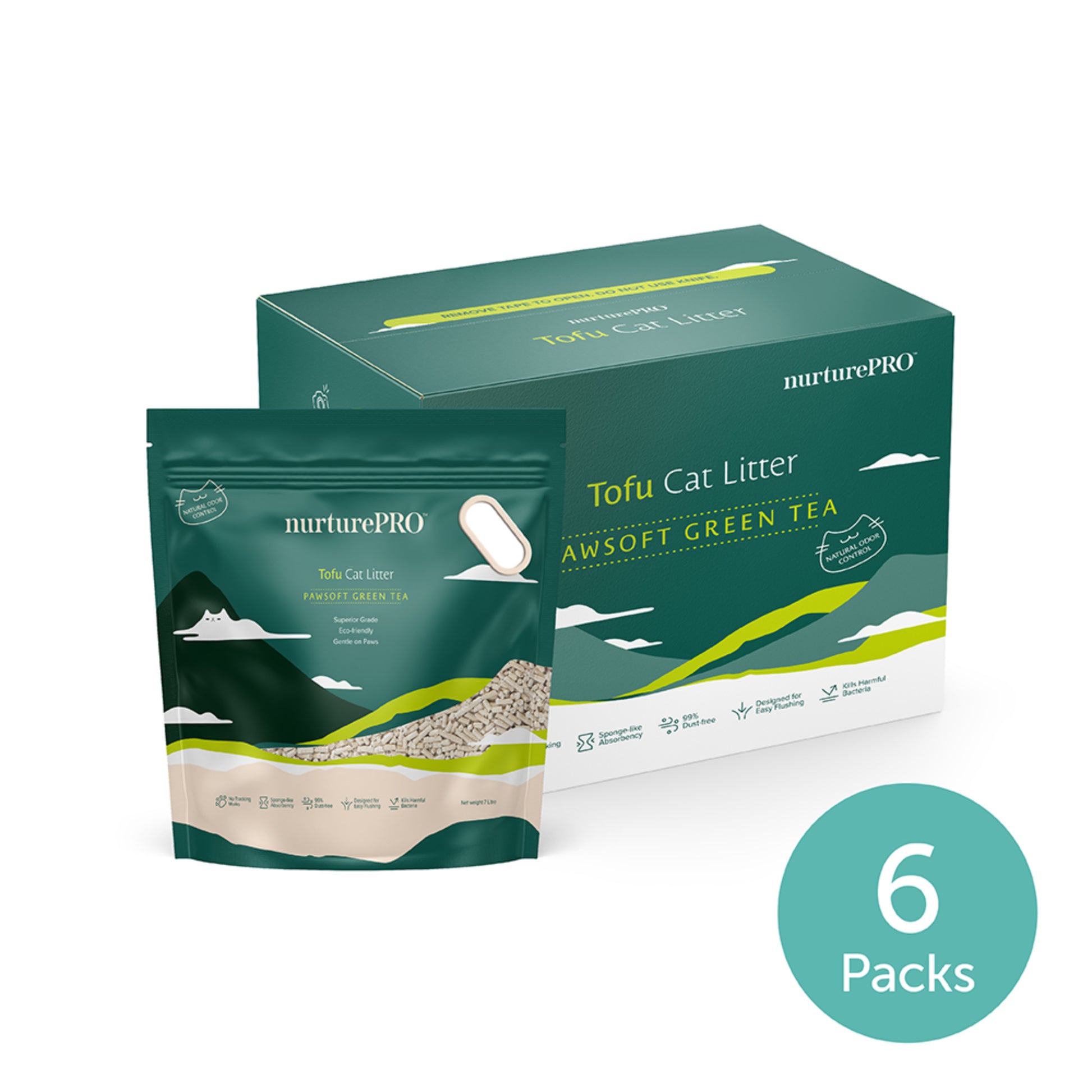 nurturepro Pawsoft Tofu Cat Litter 7L Green Tea Scent Carton Deal