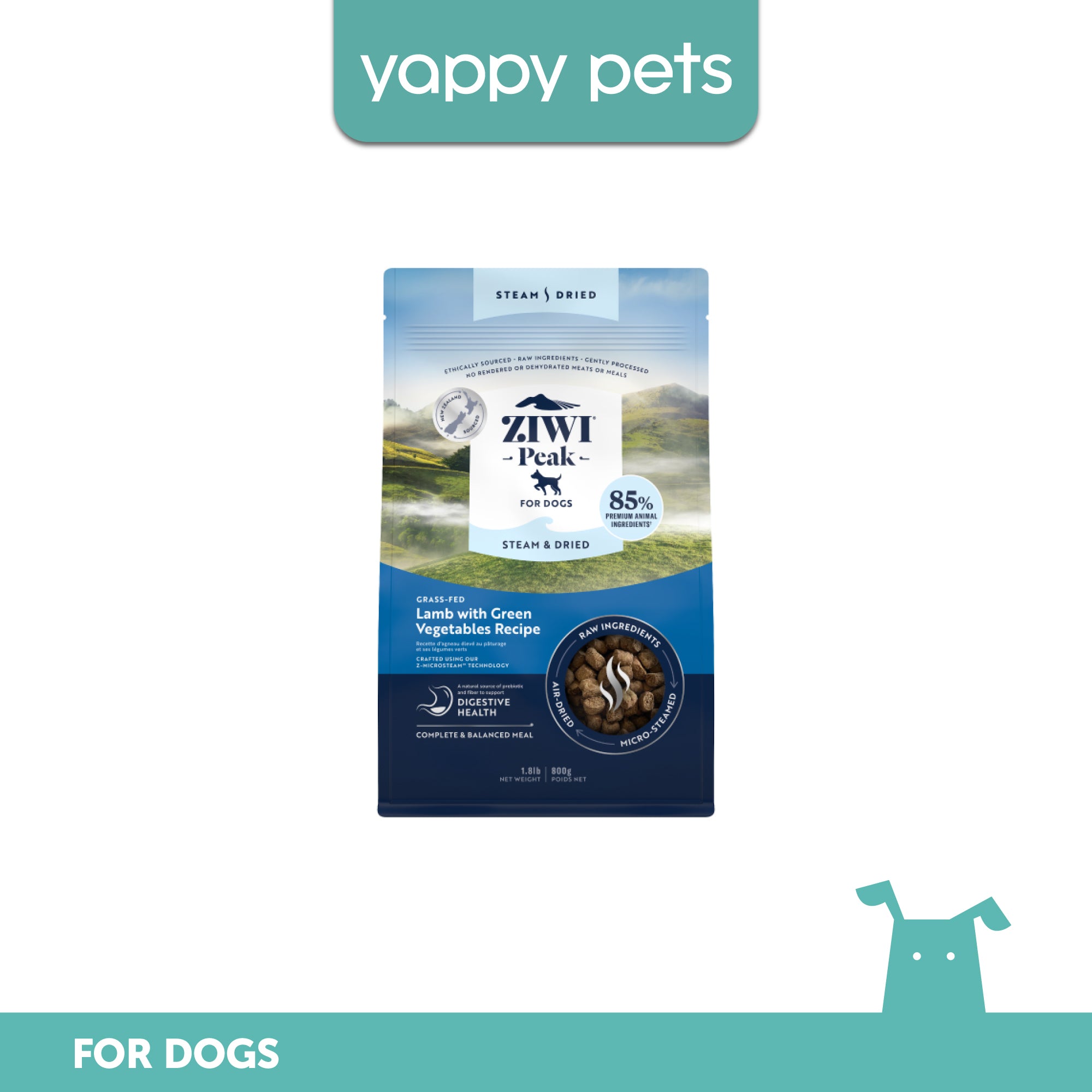 Ziwi Peak Steam & Dried Lamb with Green Vegetables Recipe Dog Food