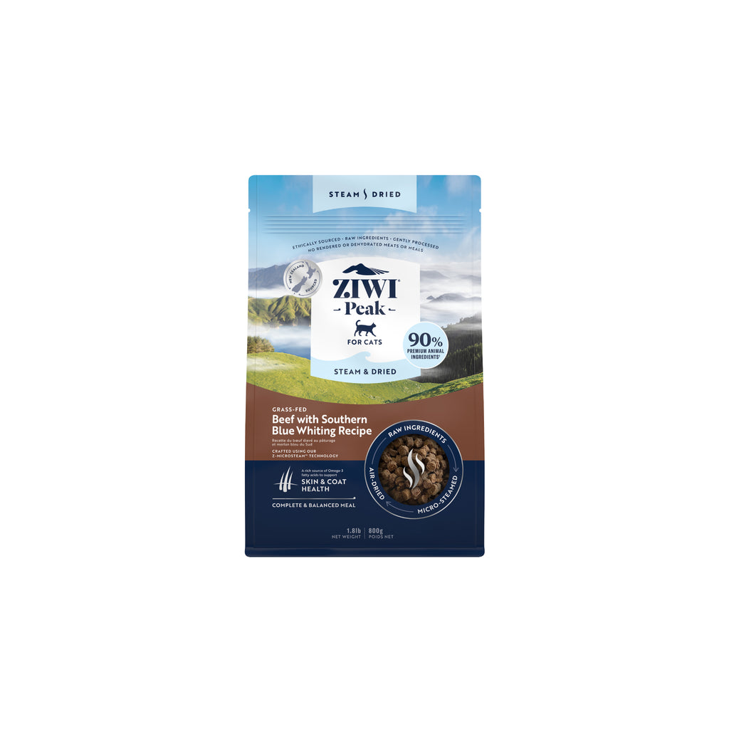 Ziwi Peak Steam & Dried Beef with Southern Blue Whiting Recipe Cat Food