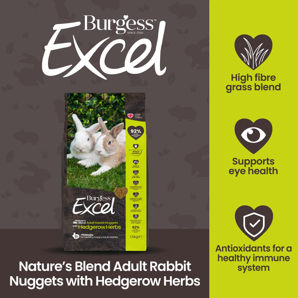Burgess Excel Nature’s Blend Adult Rabbit Nuggets with Hedgerow Herbs