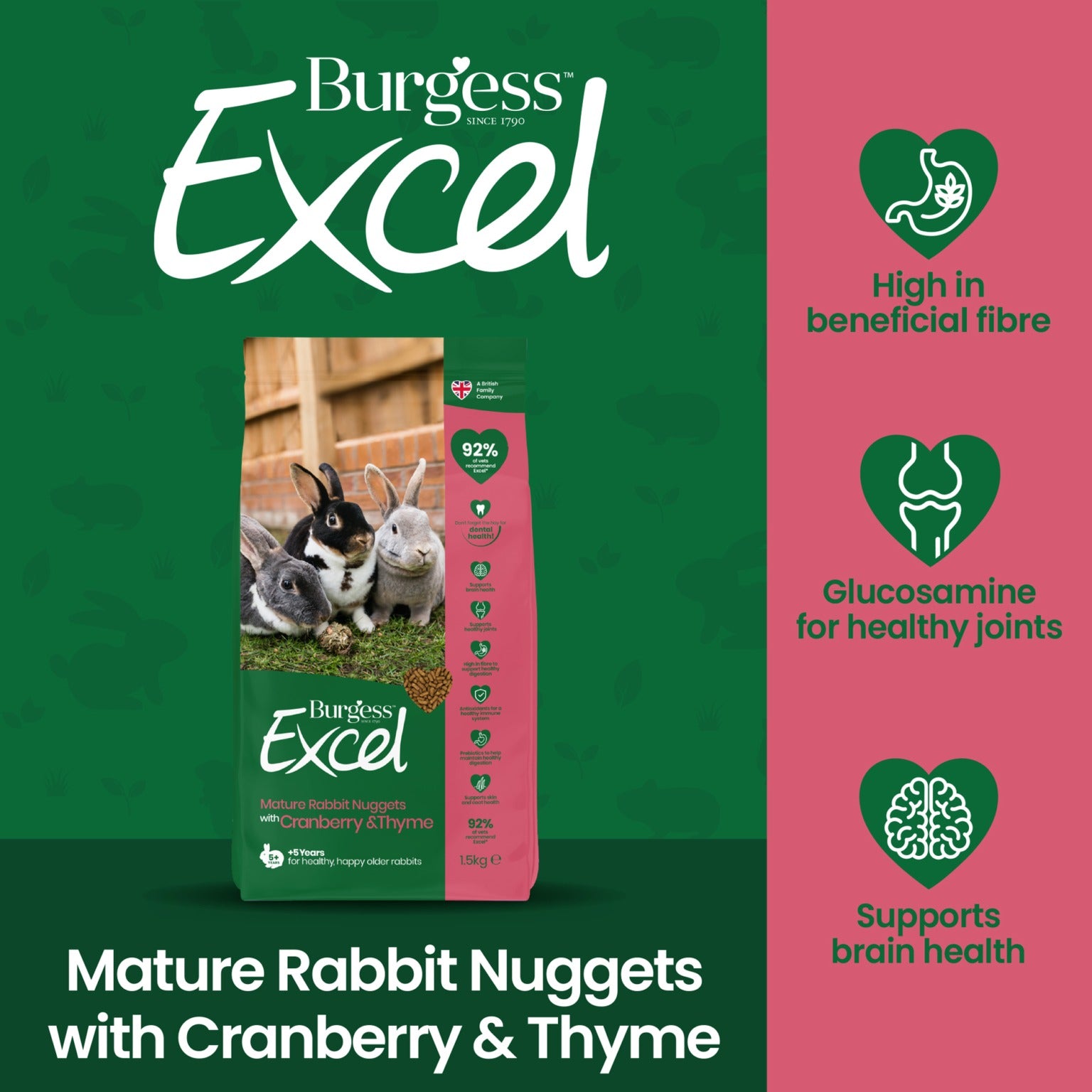 Burgess Excel Mature Rabbit Nuggets