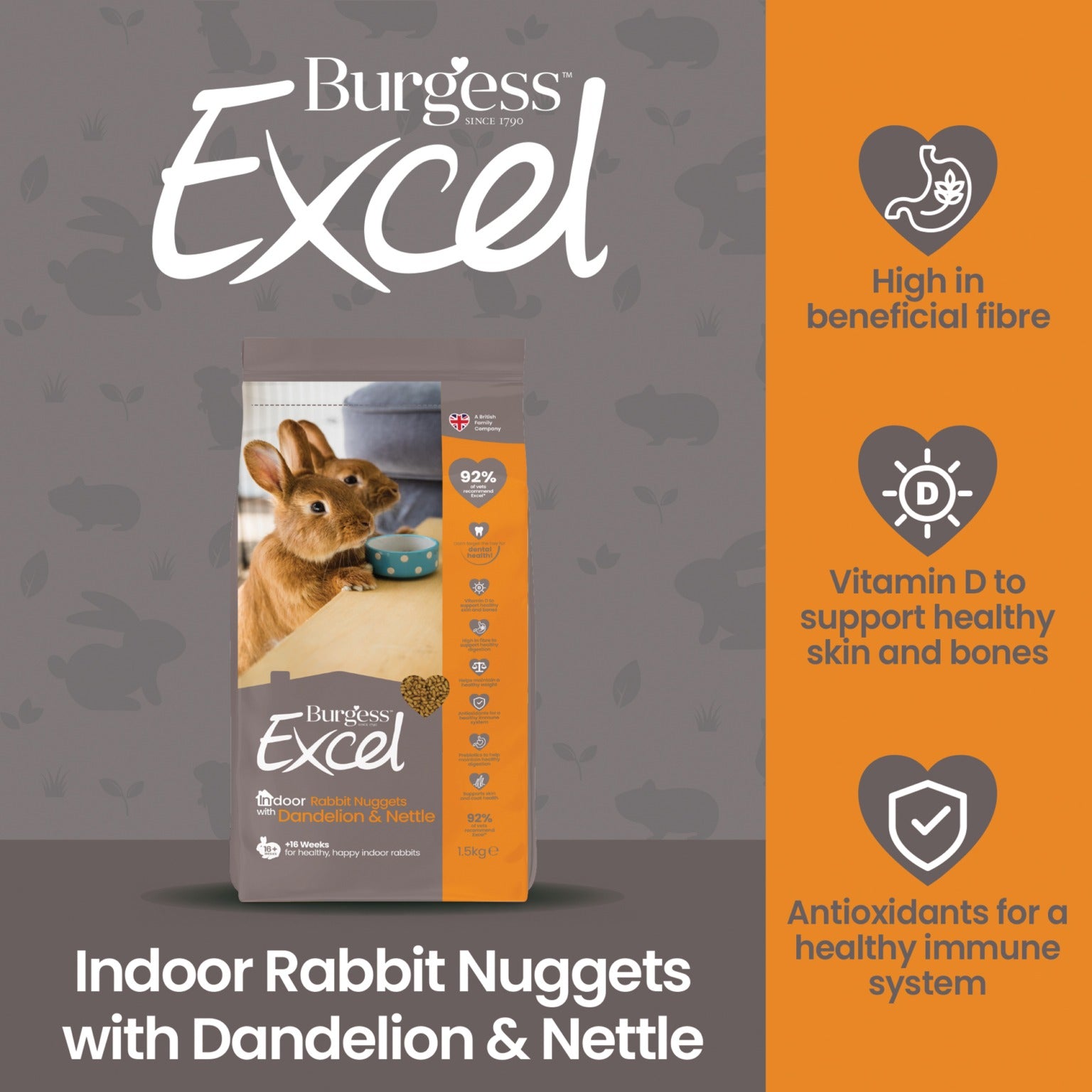 Burgess Excel Indoor Rabbit Nuggets with Dandelion & Nettle
