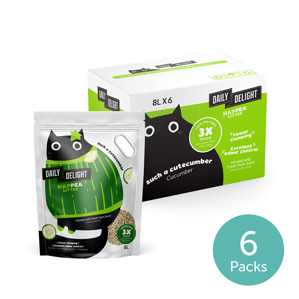 Daily Delight Happea Litter Excellent Odor Control, Power Clumping and no Dust Pea Litter Cucumber Scent Carton Deal