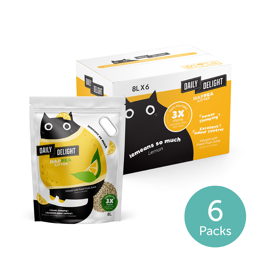 Daily Delight Happea Litter Excellent Odor Control, Power Clumping and no Dust Pea Litter Lemon Scent Carton Deal